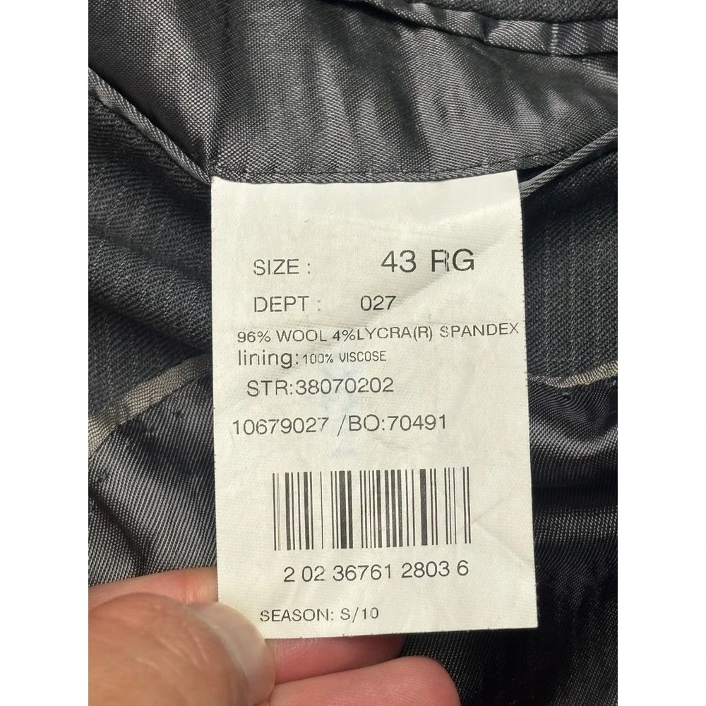 Brooks Brothers 346 Mens Suit 43R 36X28 Charcoal Gray Pinstripe Wool Stretch 2Pc